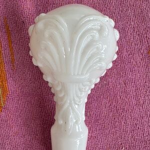 VTG Milk Glass Decanter/Perfume/ Barb Bottle Stopper Victorian Raised Decoration